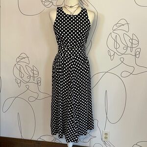My Michelle Black & White Polka Dot Midi Dress